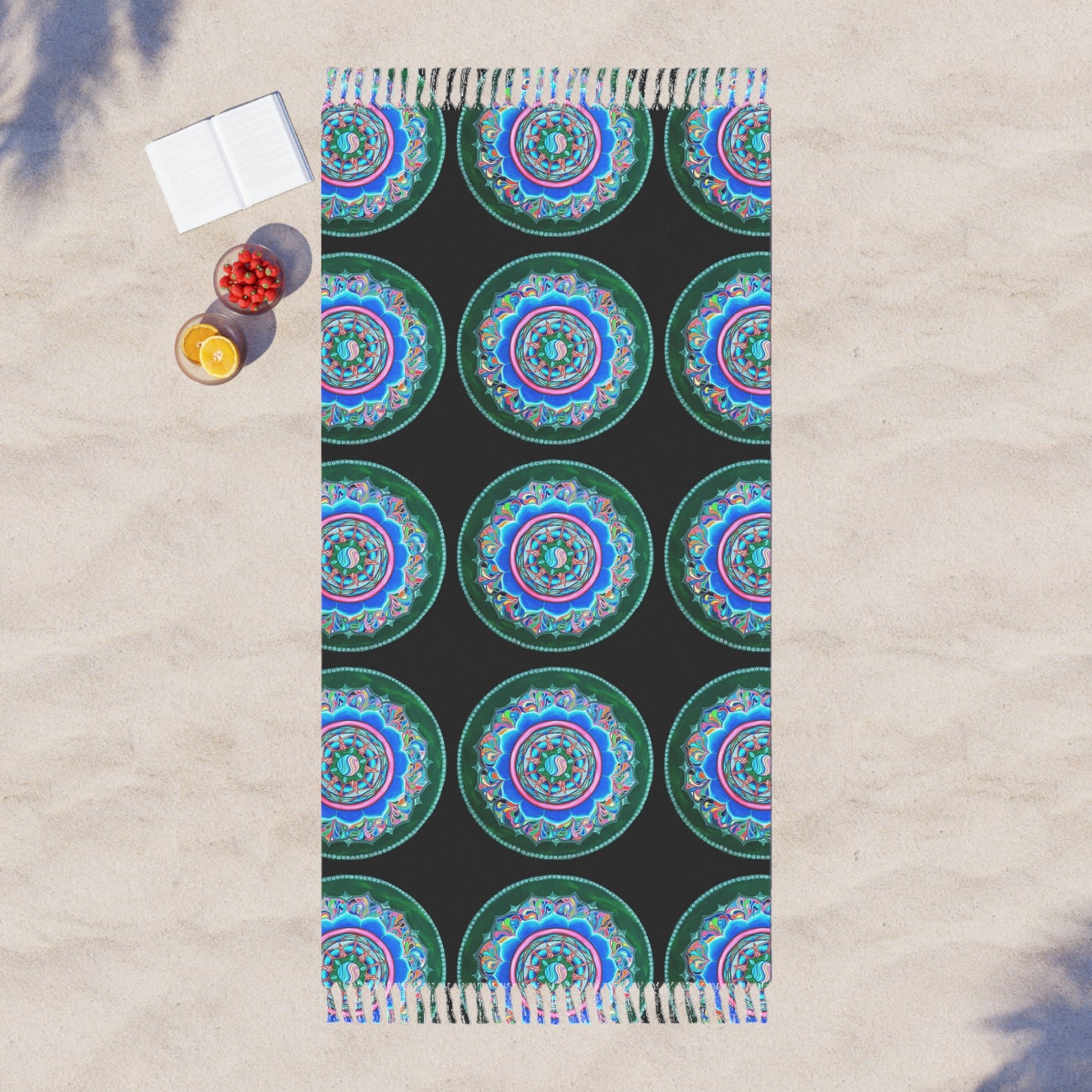 Copy of Boho Beach Towel with Vibrant Lotus Floral Design