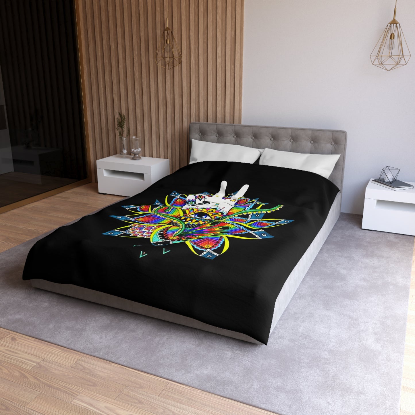 Colorful Peace Sign Microfiber Duvet Cover - Bohemian Home Decor