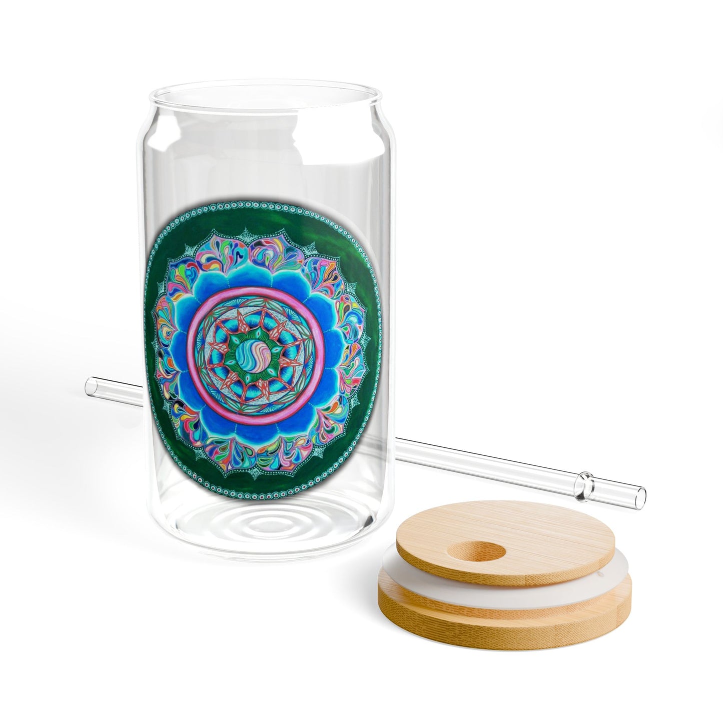 Colorful Lotus Sipper Glass - 16oz Eco-Friendly Drinkware