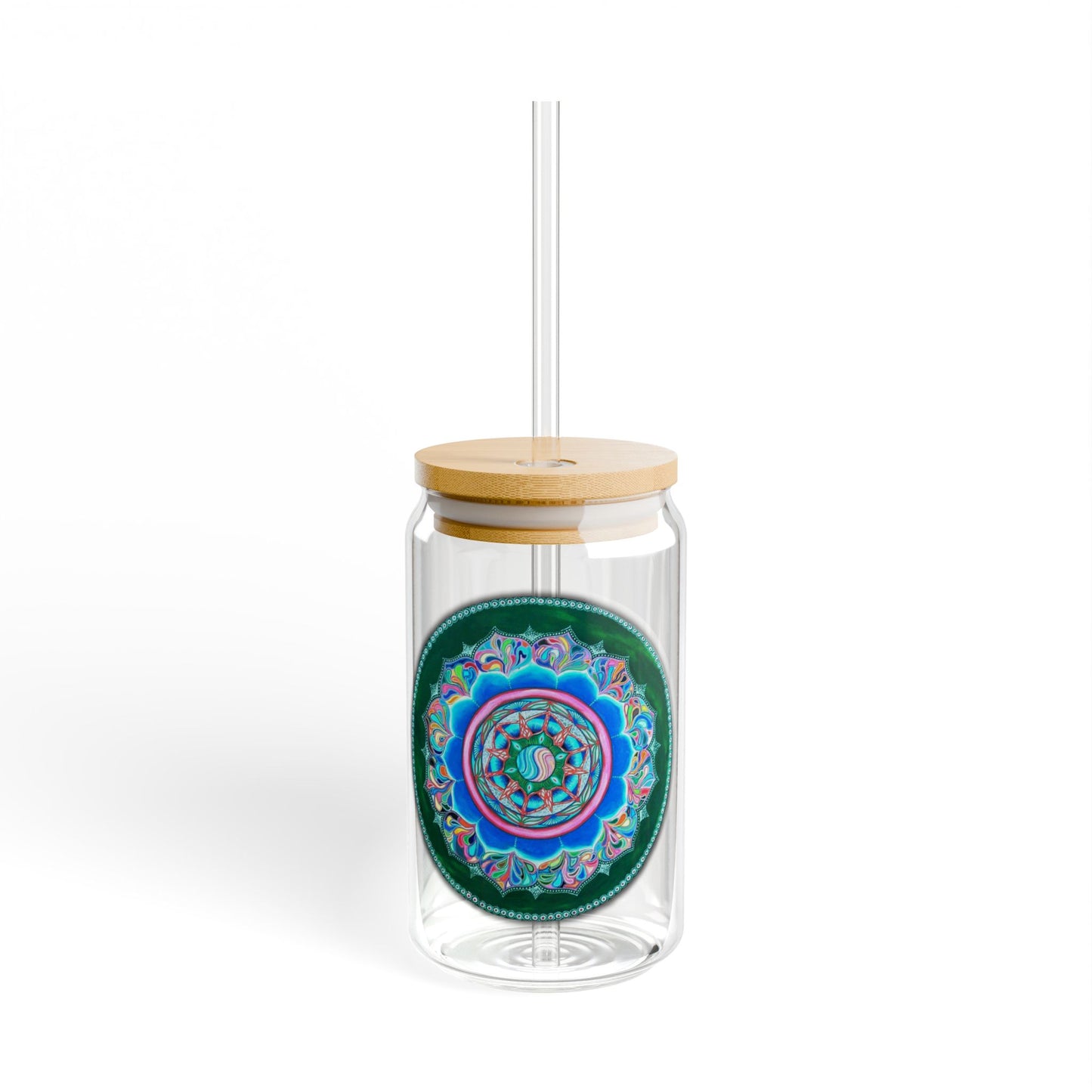 Colorful Lotus Sipper Glass - 16oz Eco-Friendly Drinkware