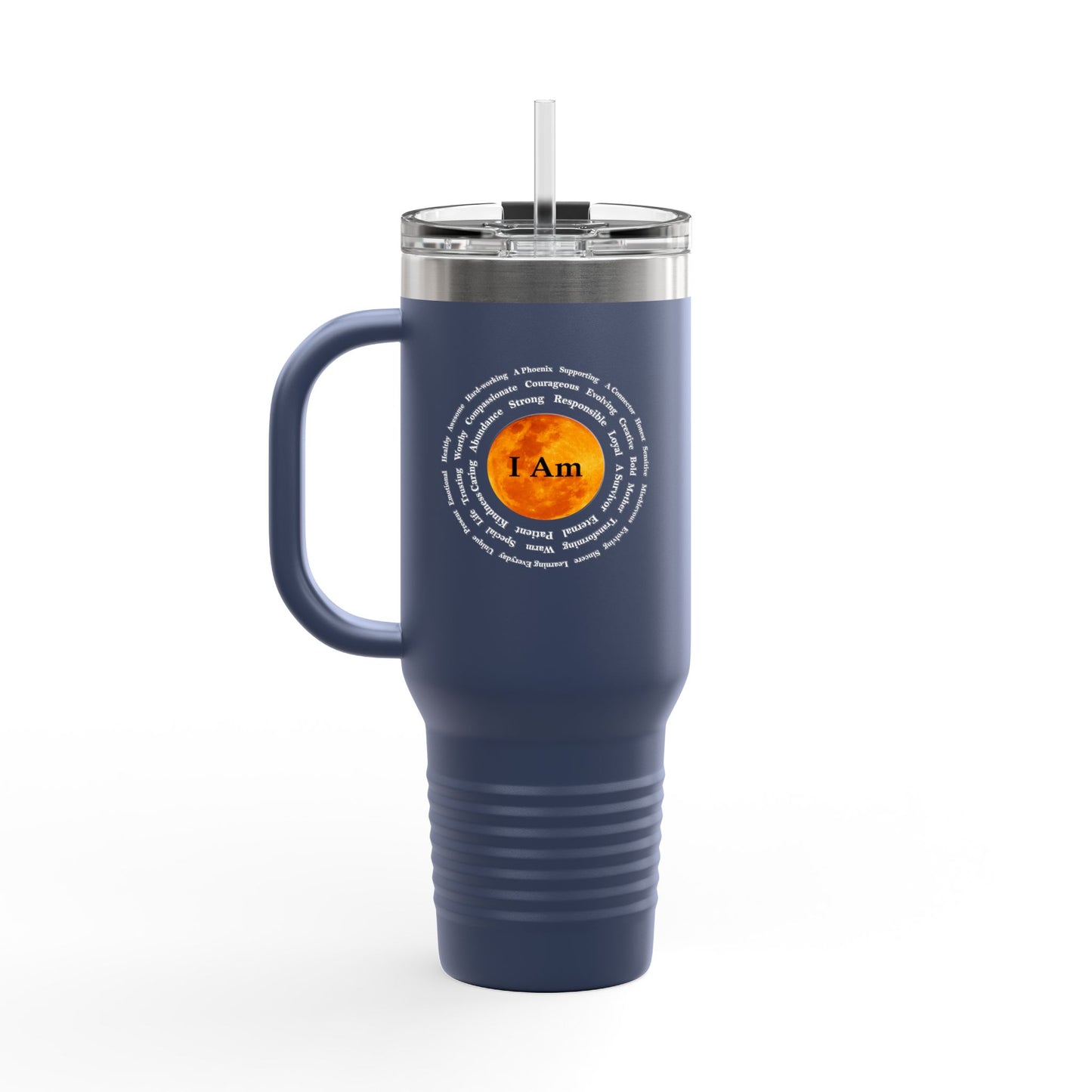 Inspirational 40oz Insulated Travel Mug - "I Am" Design for Daily Motivation