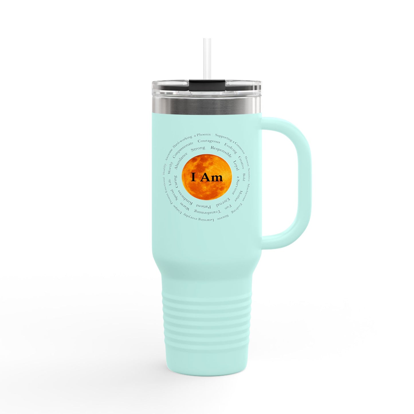 Inspirational Insulated Travel Mug - 40oz with Motivational 'I Am' Design