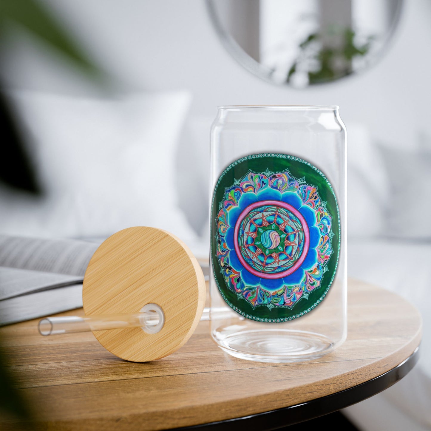 Colorful Lotus Sipper Glass - 16oz Eco-Friendly Drinkware