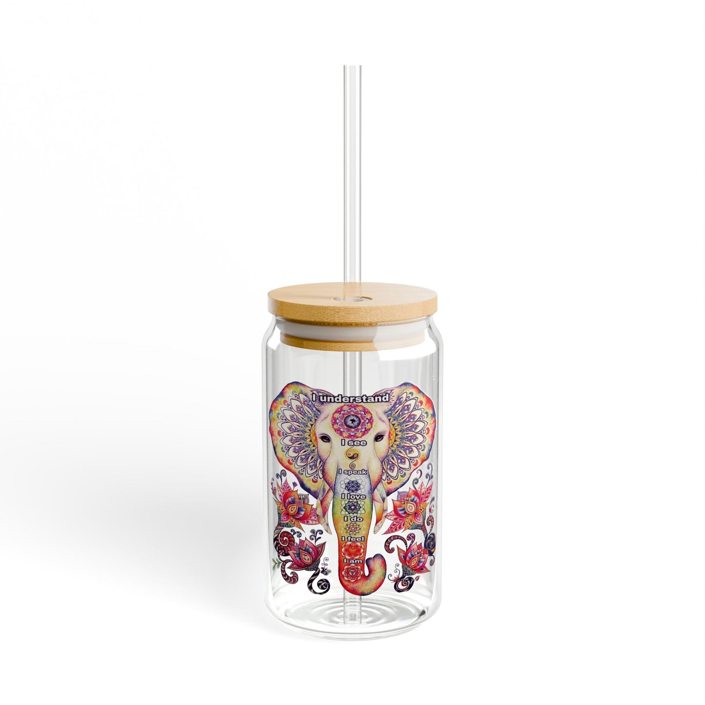 Colorful Lotus Sipper Glass - 16oz Eco-Friendly Drinkware