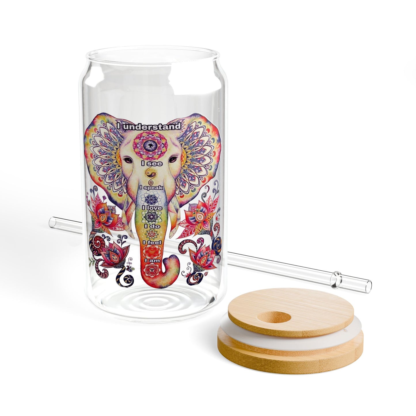 Colorful Lotus Sipper Glass - 16oz Eco-Friendly Drinkware