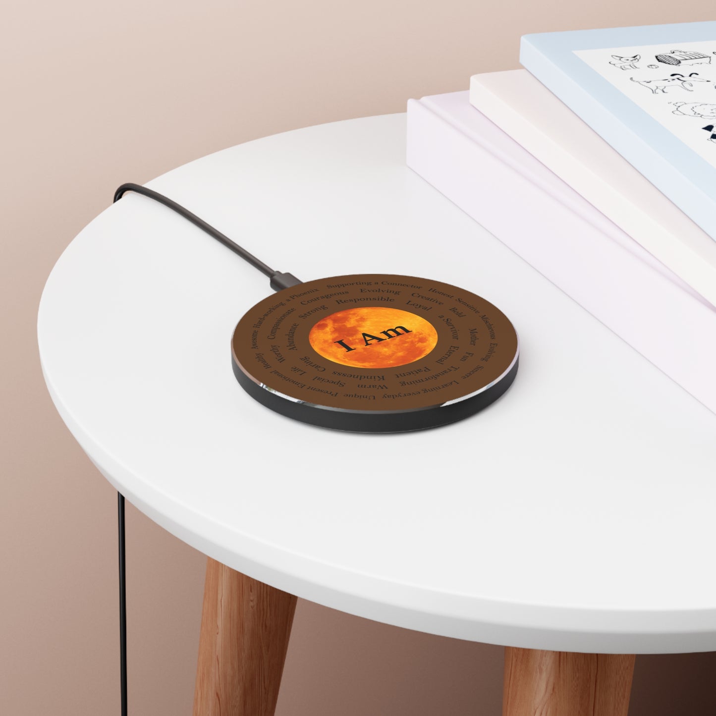 Inspirational Wireless Charger with 'I Am' Motivational Design