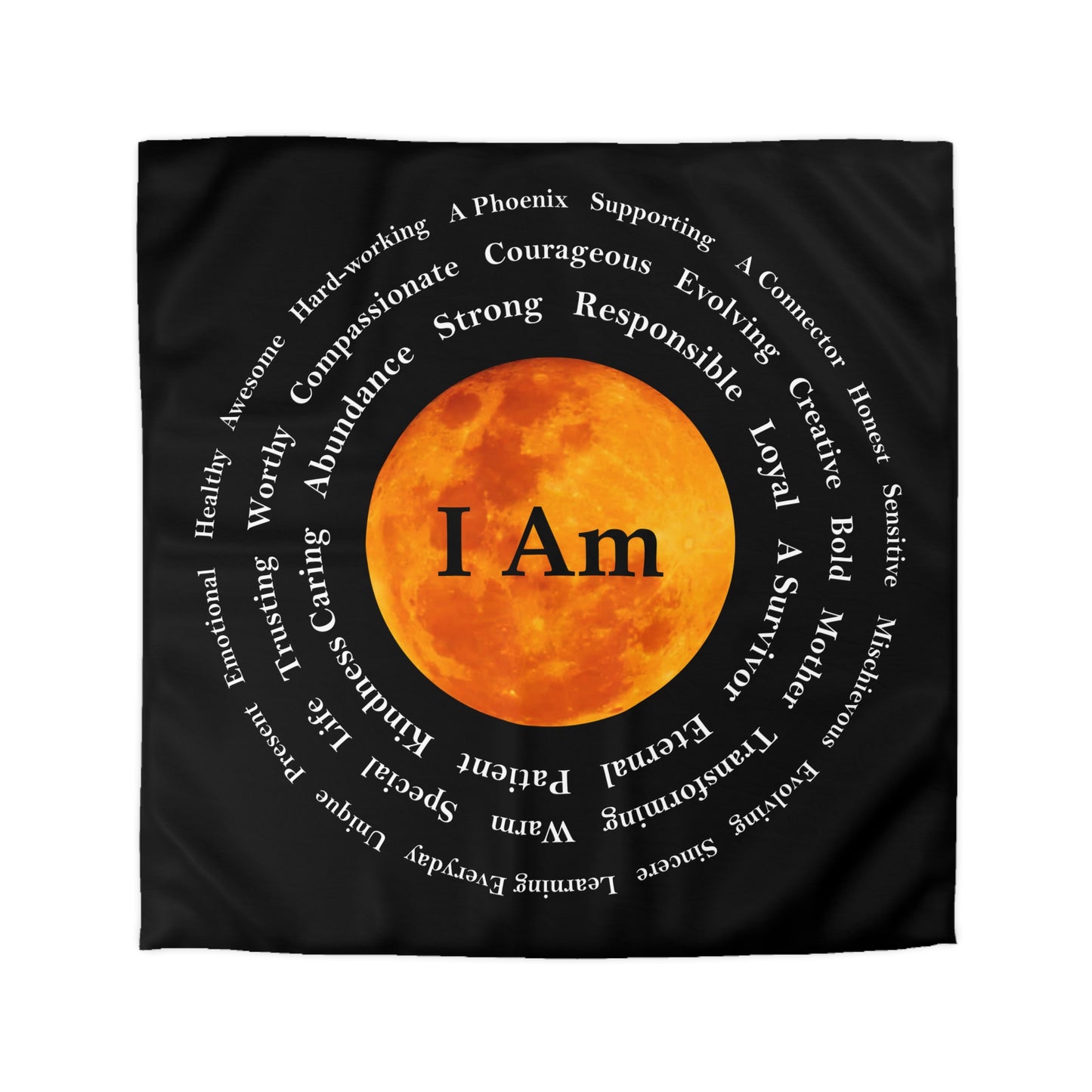 Inspirational Microfiber Duvet Cover – 'I Am' Moon Design for Empowerment and Comfort