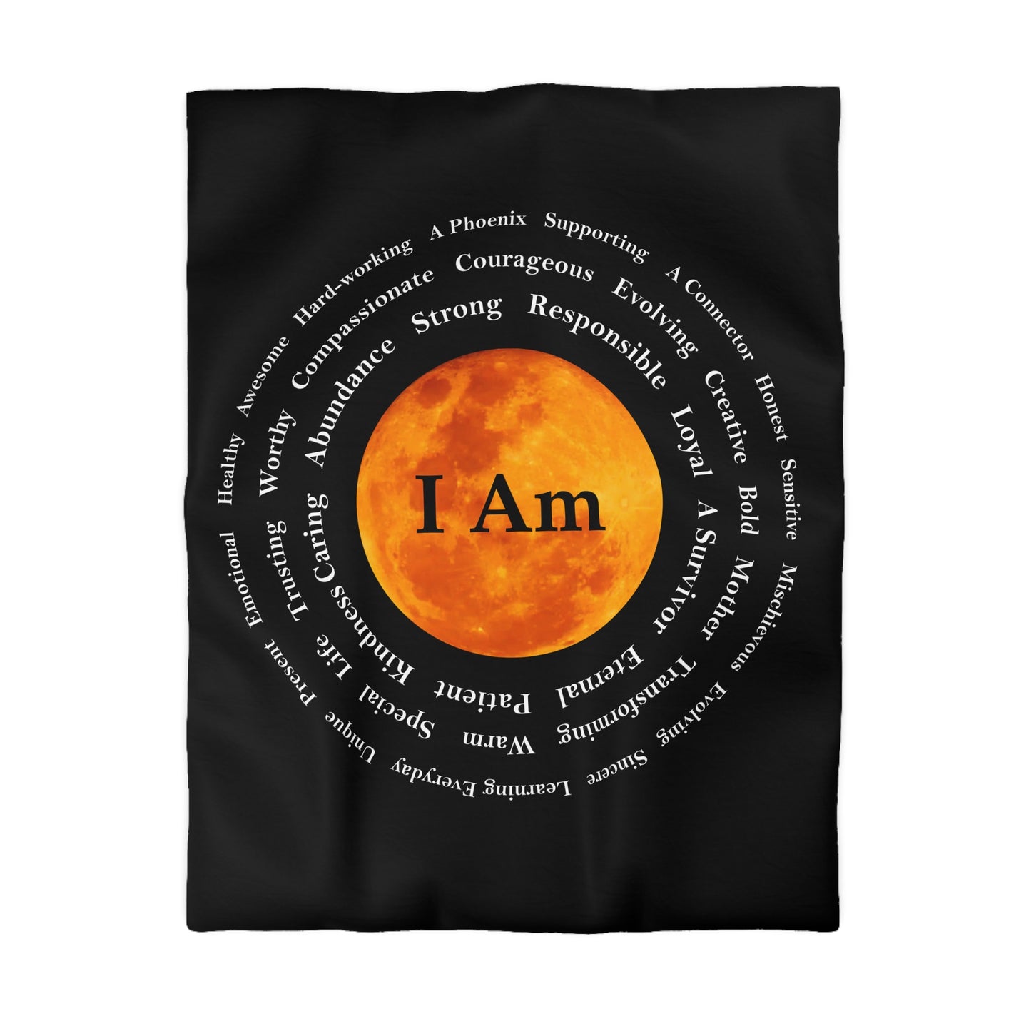 Inspirational Microfiber Duvet Cover – 'I Am' Moon Design for Empowerment and Comfort