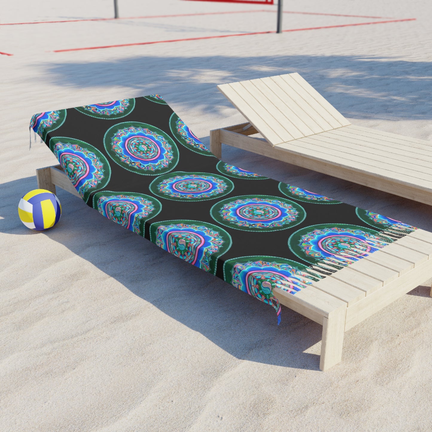 Copy of Boho Beach Towel with Vibrant Lotus Floral Design
