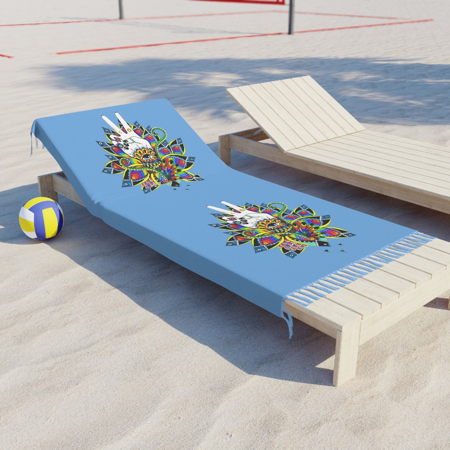 Boho Beach Towel with Vibrant Lotus Floral Design