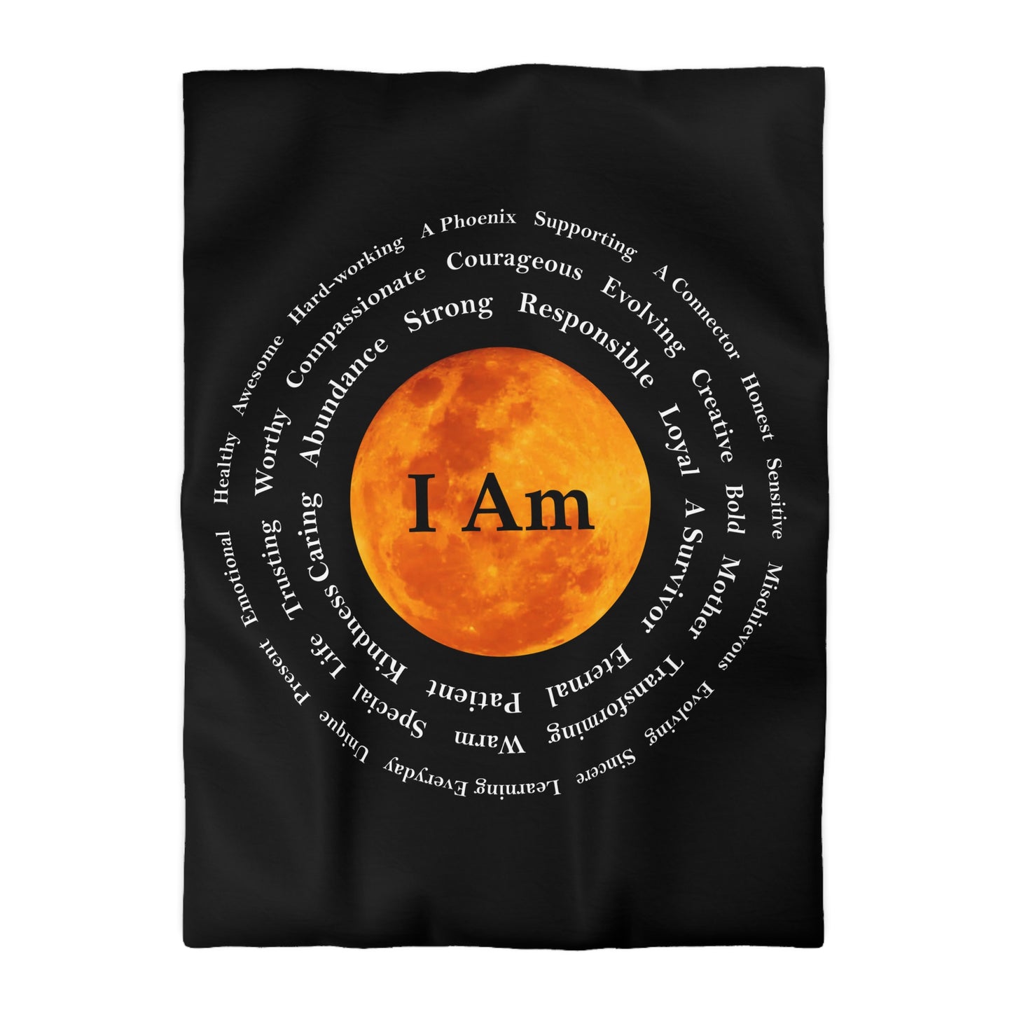 Inspirational Microfiber Duvet Cover – 'I Am' Moon Design for Empowerment and Comfort