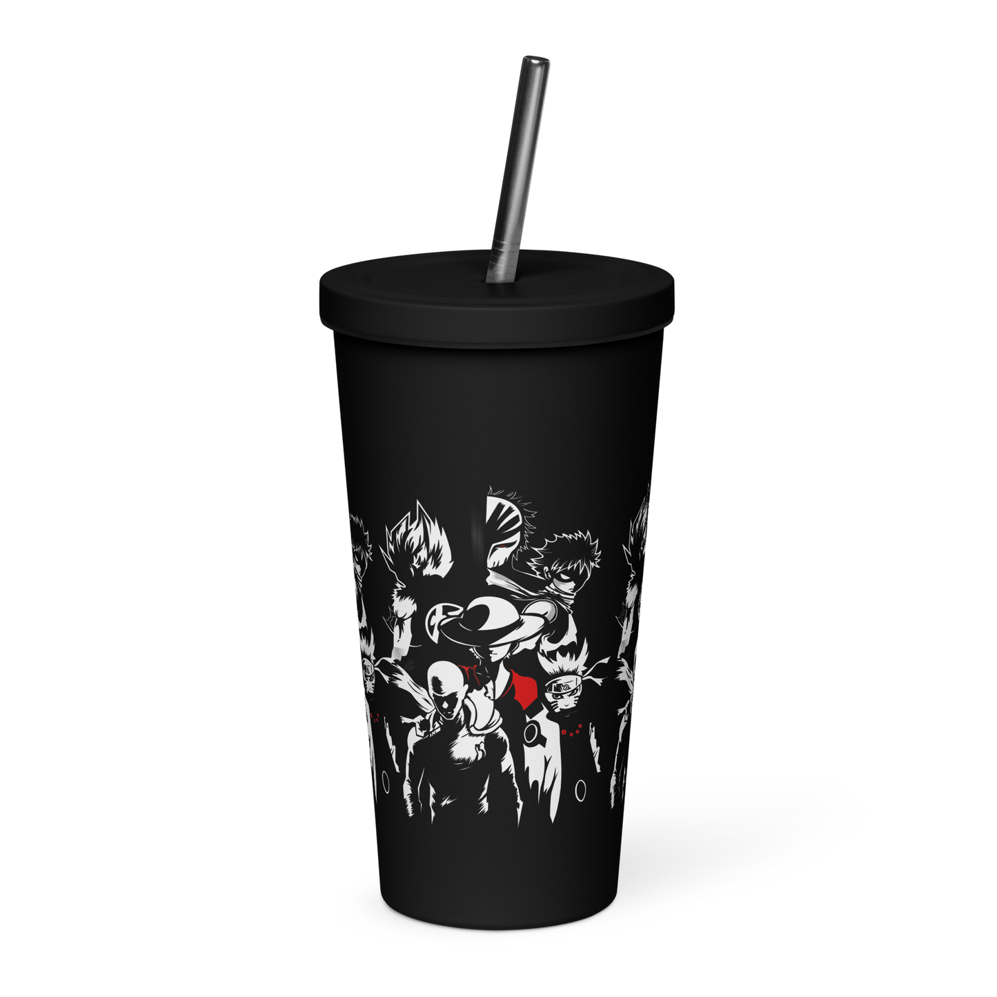 Insulated tumbler with a straw