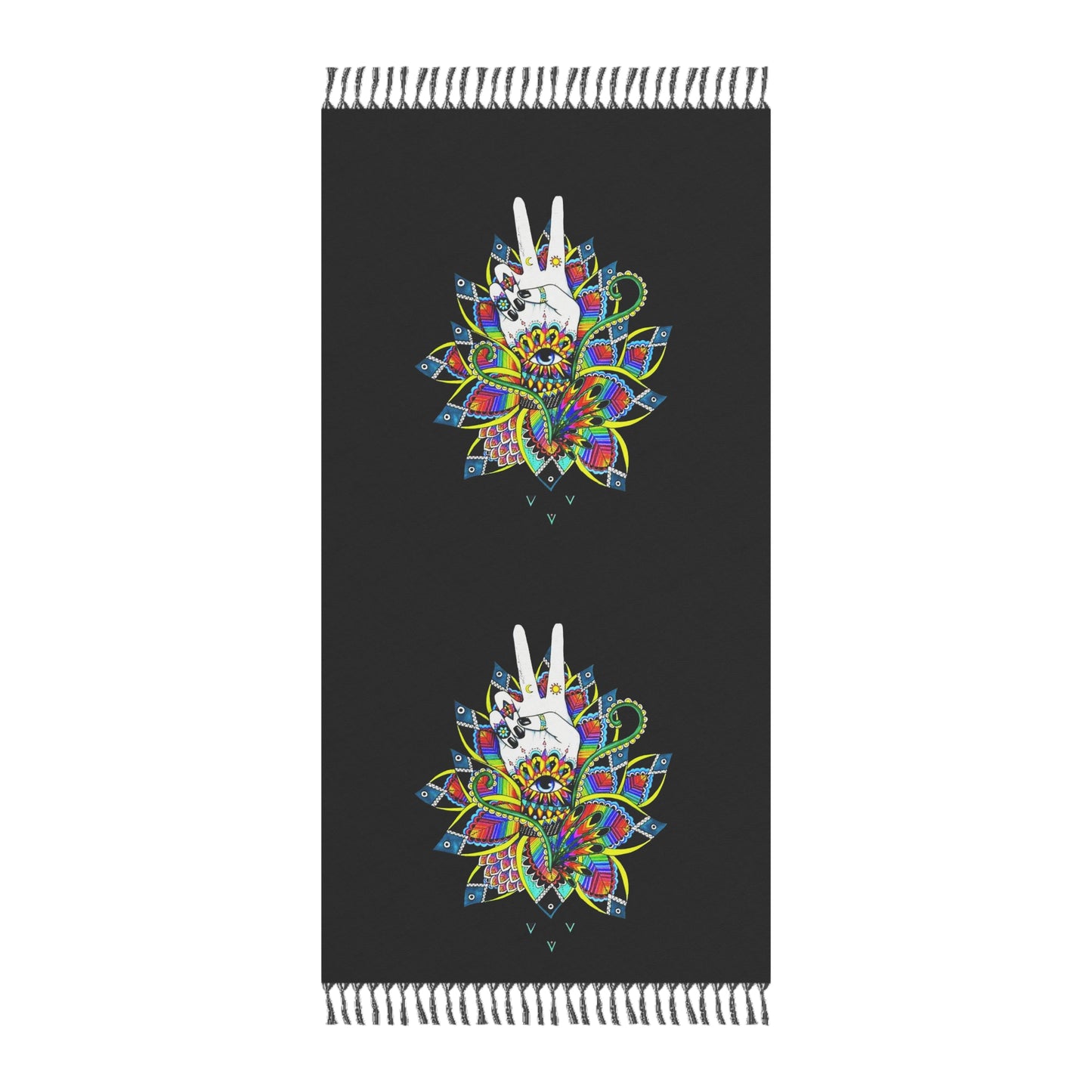 Boho Beach Towel with Vibrant  Lotus Floral Design
