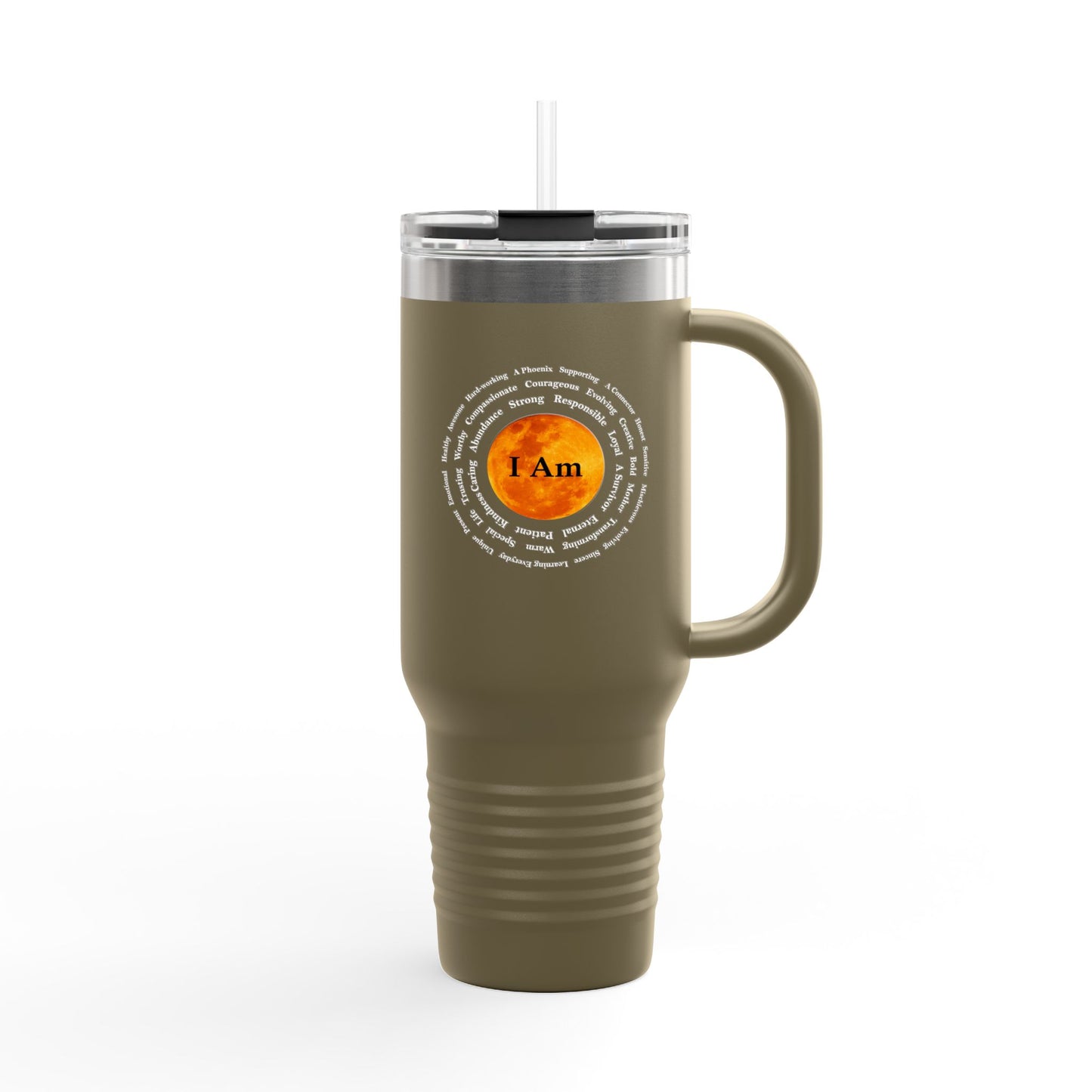Inspirational 40oz Insulated Travel Mug - "I Am" Design for Daily Motivation