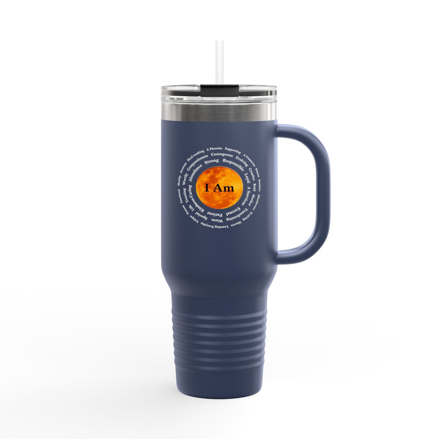 Inspirational 40oz Insulated Travel Mug - "I Am" Design for Daily Motivation