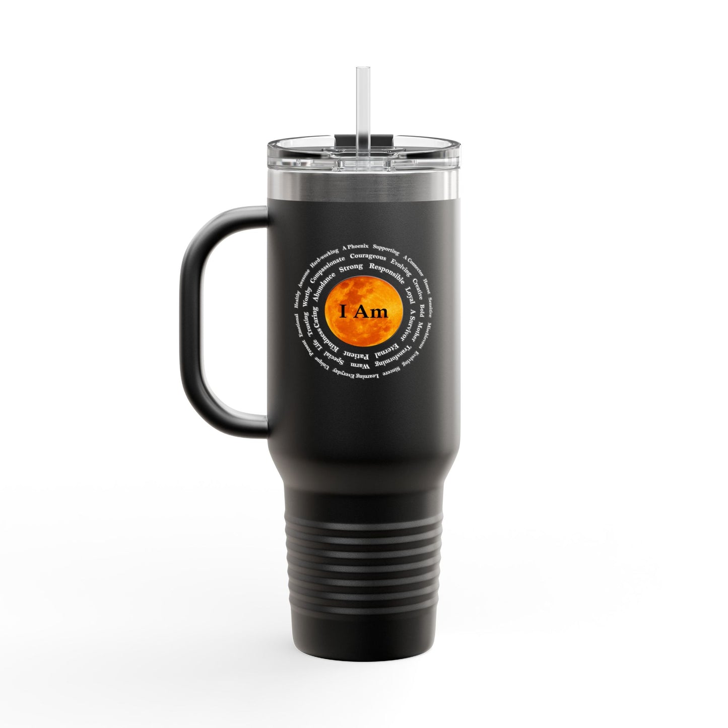 Inspirational 40oz Insulated Travel Mug - "I Am" Design for Daily Motivation