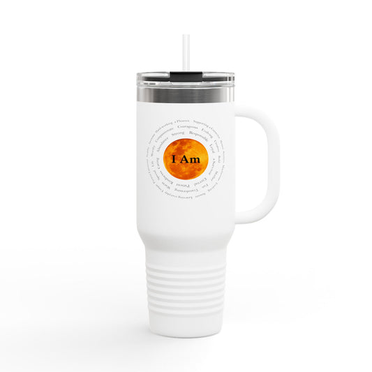 Inspirational Insulated Travel Mug - 40oz with Motivational 'I Am' Design