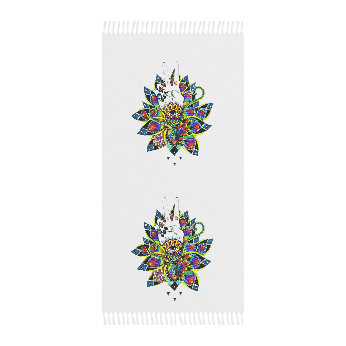 Boho Beach Towel with Vibrant  Lotus Floral Design