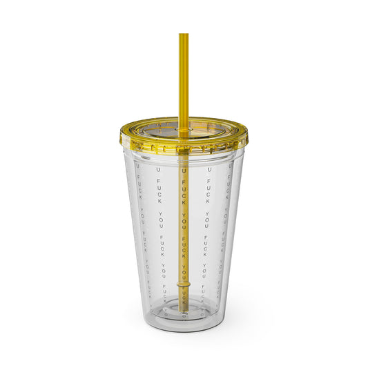 Funny Insult Tumbler with Straw - 16oz Reusable Travel Cup