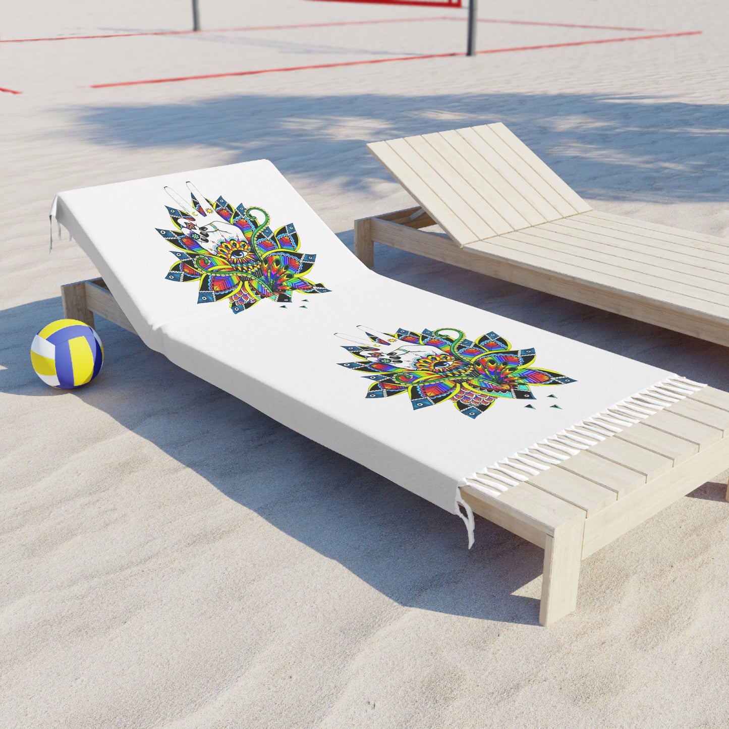 Boho Beach Towel with Vibrant  Lotus Floral Design