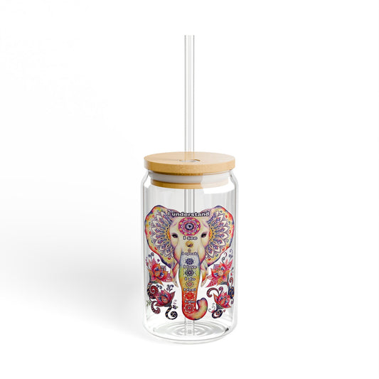 Colorful Lotus Sipper Glass - 16oz Eco-Friendly Drinkware