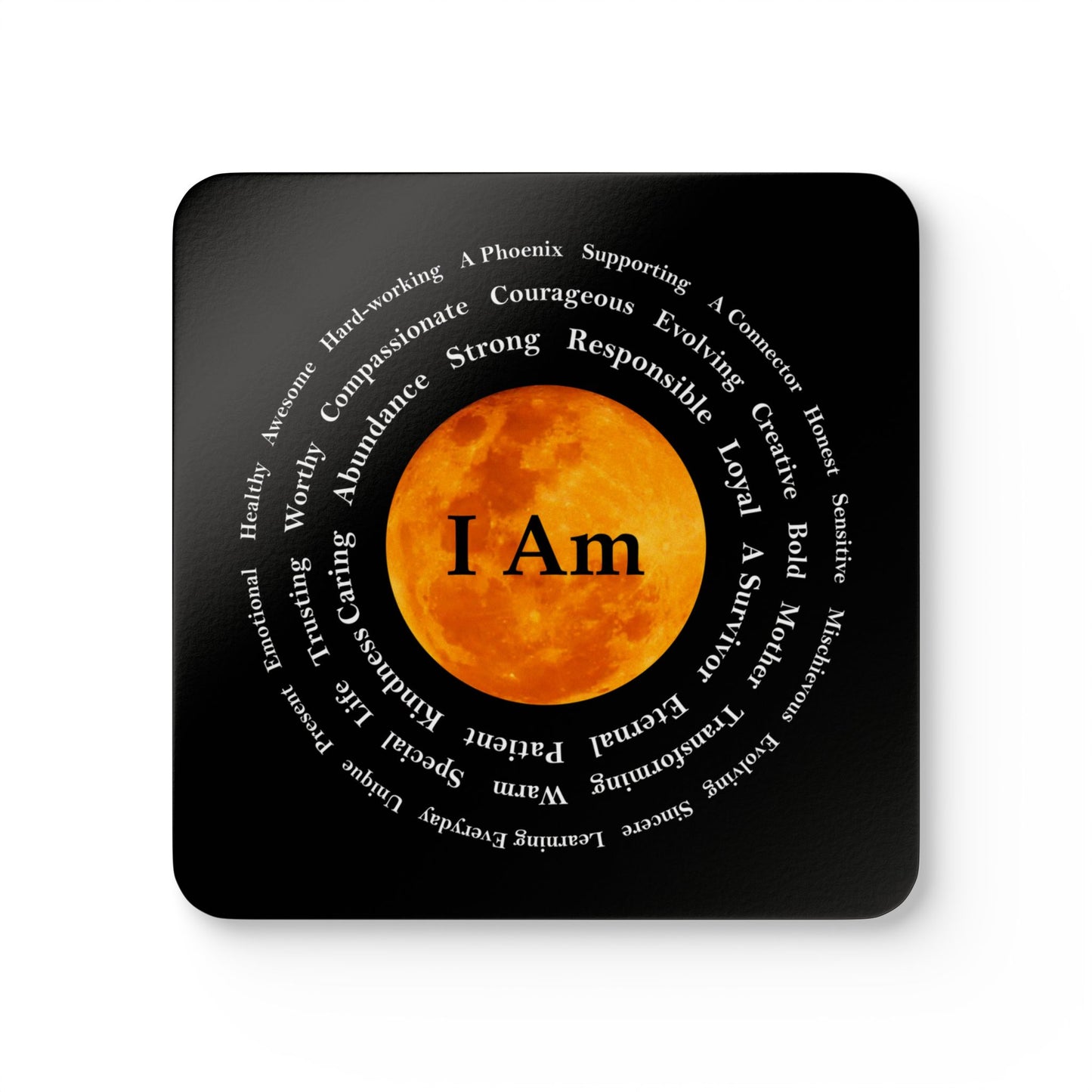 Inspirational Cork Coaster Set - "I Am" Quotes for Home Decor