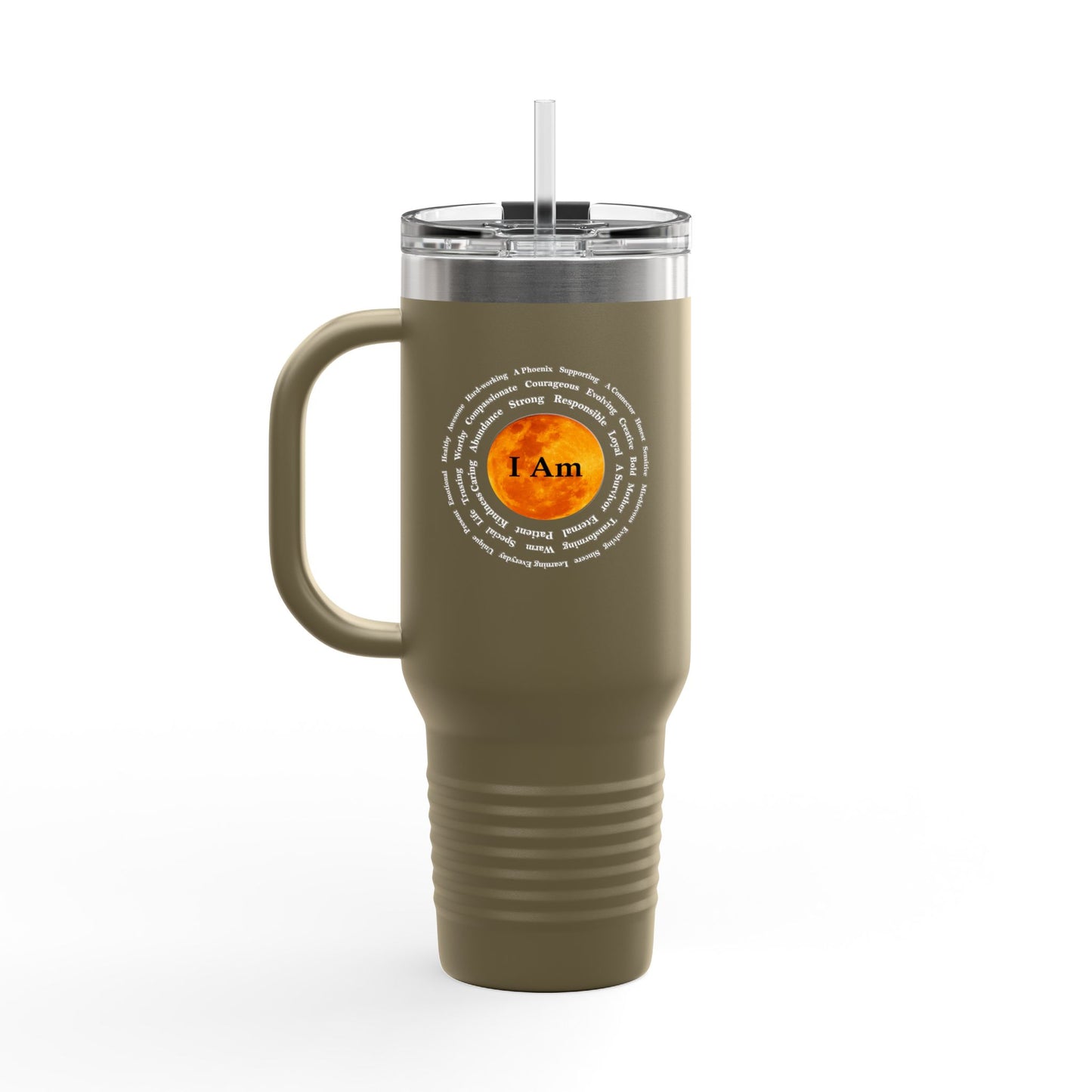 Inspirational 40oz Insulated Travel Mug - "I Am" Design for Daily Motivation